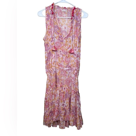 Poupette St Barth Pink Clara Mini Dress Size Small in Pink Marigold - Picture 1 of 7